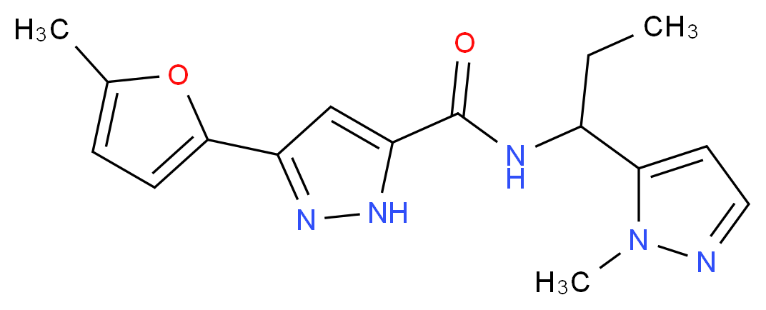 3-(5-methyl-2-furyl)-N-[1-(1-methyl-1H-pyrazol-5-yl)propyl]-1H-pyrazole-5-carboxamide_分子结构_CAS_)