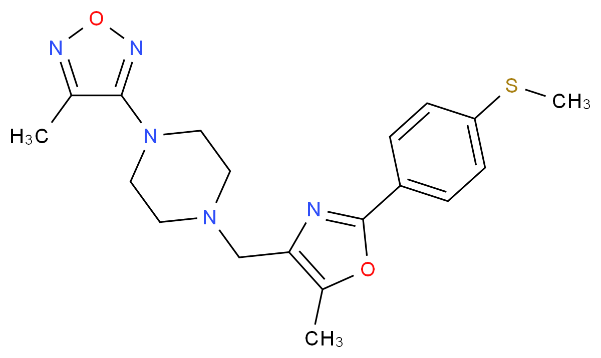 1-({5-methyl-2-[4-(methylthio)phenyl]-1,3-oxazol-4-yl}methyl)-4-(4-methyl-1,2,5-oxadiazol-3-yl)piperazine_分子结构_CAS_)