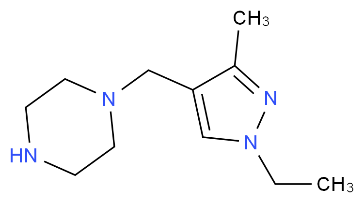 1-(1-Ethyl-3-methyl-1H-pyrazol-4-yl methyl)-piperazine_分子结构_CAS_)