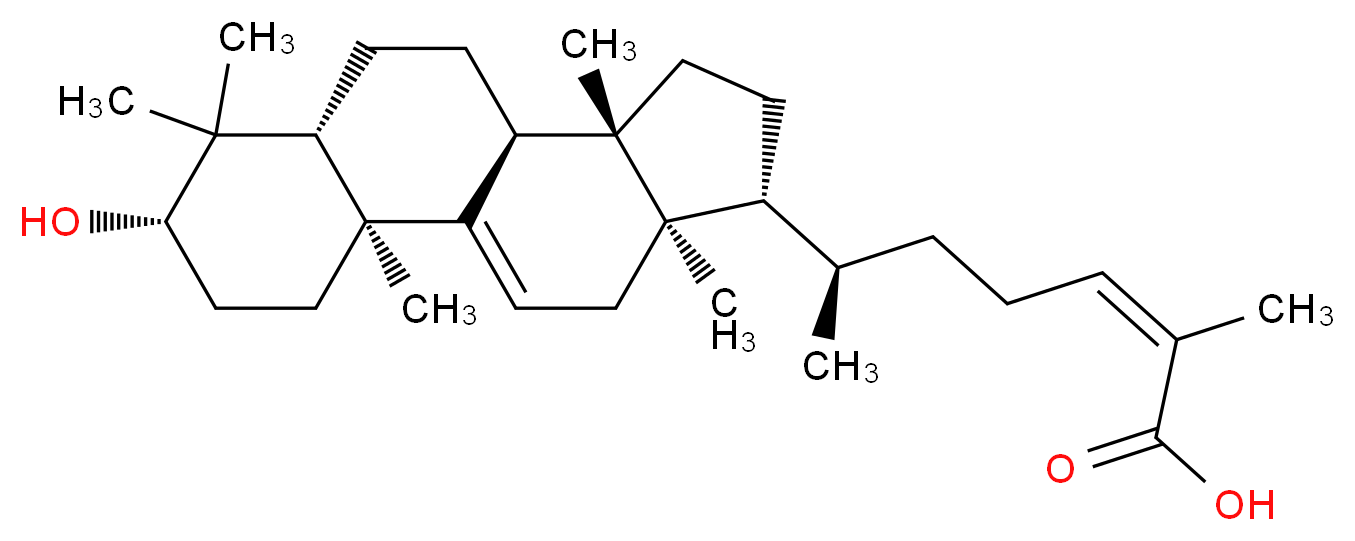 3β-Hydroxylanosta-9(11),24Z-dien-26-oic acid_分子结构_CAS_129724-83-0)