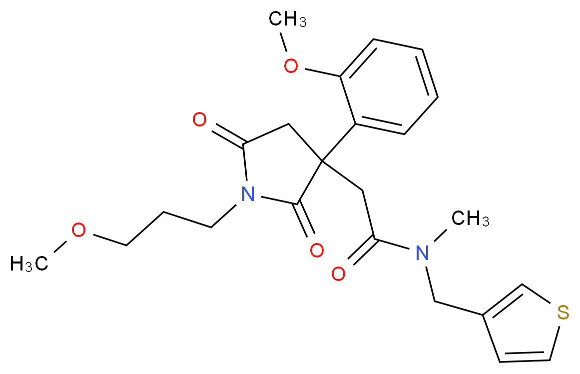 2-[3-(2-methoxyphenyl)-1-(3-methoxypropyl)-2,5-dioxo-3-pyrrolidinyl]-N-methyl-N-(3-thienylmethyl)acetamide_分子结构_CAS_)