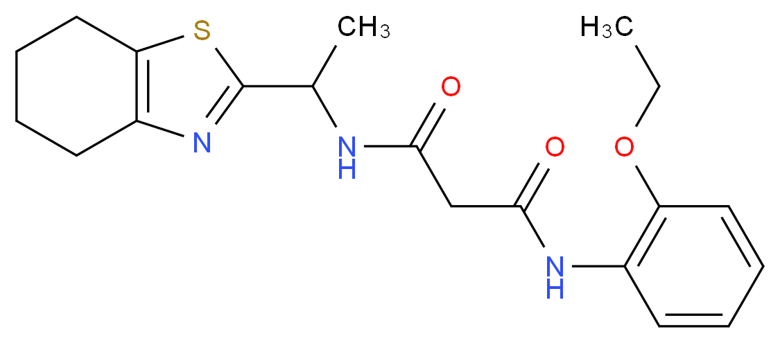 N-(2-ethoxyphenyl)-N'-[1-(4,5,6,7-tetrahydro-1,3-benzothiazol-2-yl)ethyl]malonamide_分子结构_CAS_)