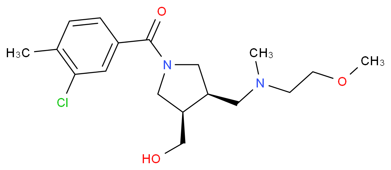((3R*,4R*)-1-(3-chloro-4-methylbenzoyl)-4-{[(2-methoxyethyl)(methyl)amino]methyl}pyrrolidin-3-yl)methanol_分子结构_CAS_)