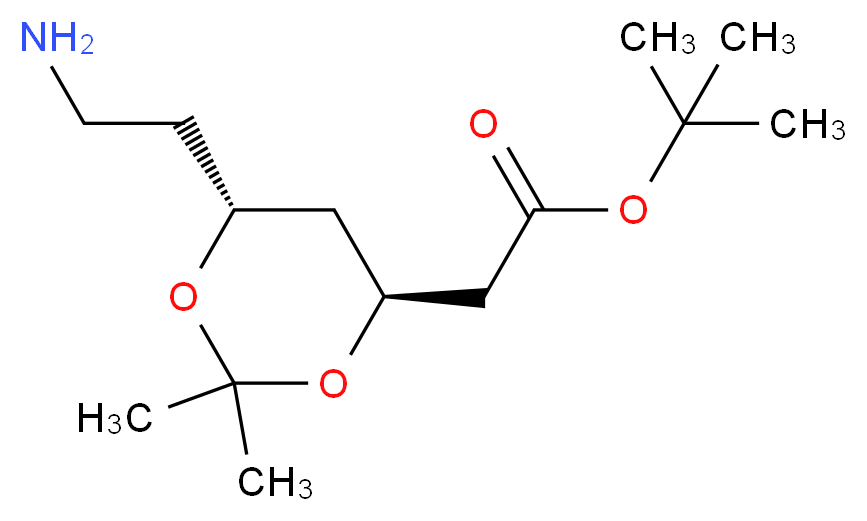 tert-butyl 2-[(4S,6R)-6-(2-aminoethyl)-2,2-dimethyl-1,3-dioxan-4-yl]acetate_分子结构_CAS_1105067-89-7