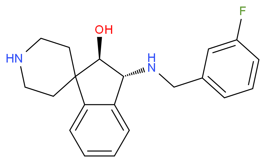 (2R*,3R*)-3-[(3-fluorobenzyl)amino]-2,3-dihydrospiro[indene-1,4'-piperidin]-2-ol_分子结构_CAS_)
