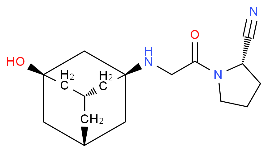 (2S)-1-(2-{[(1r,3s,5R,7S)-3-hydroxyadamantan-1-yl]amino}acetyl)pyrrolidine-2-carbonitrile_分子结构_CAS_274901-16-5