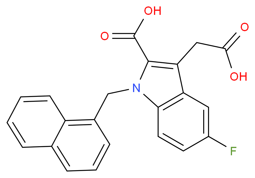 3-(carboxymethyl)-5-fluoro-1-(naphthalen-1-ylmethyl)-1H-indole-2-carboxylic acid_分子结构_CAS_942191-15-3