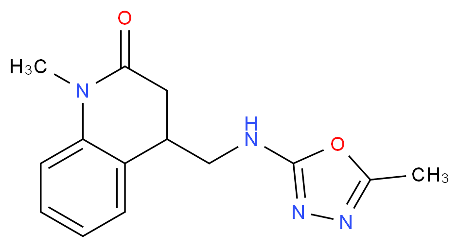 1-methyl-4-{[(5-methyl-1,3,4-oxadiazol-2-yl)amino]methyl}-3,4-dihydroquinolin-2(1H)-one_分子结构_CAS_)