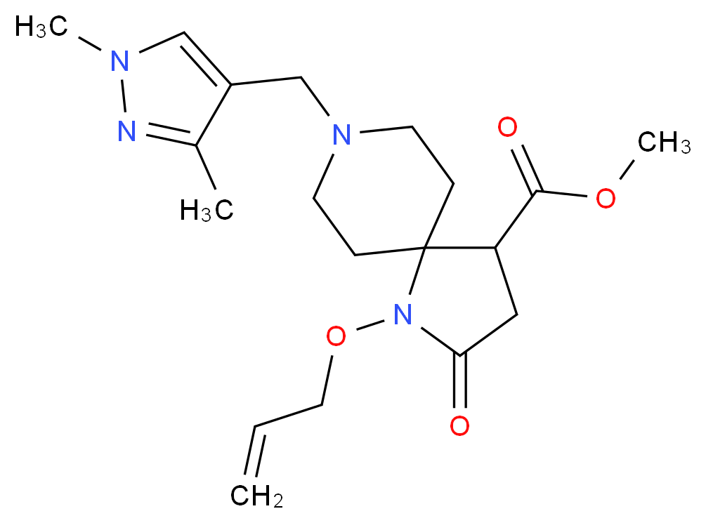 methyl 1-(allyloxy)-8-[(1,3-dimethyl-1H-pyrazol-4-yl)methyl]-2-oxo-1,8-diazaspiro[4.5]decane-4-carboxylate_分子结构_CAS_)