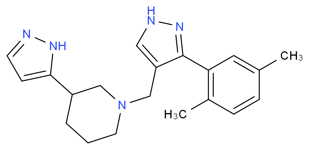 1-{[3-(2,5-dimethylphenyl)-1H-pyrazol-4-yl]methyl}-3-(1H-pyrazol-5-yl)piperidine_分子结构_CAS_)