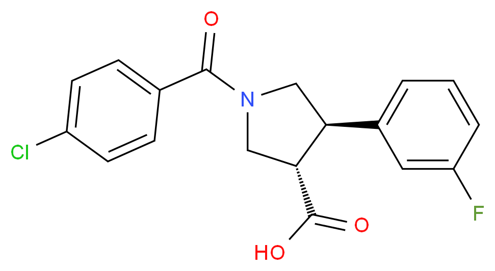 (3S*,4R*)-1-(4-chlorobenzoyl)-4-(3-fluorophenyl)pyrrolidine-3-carboxylic acid_分子结构_CAS_)