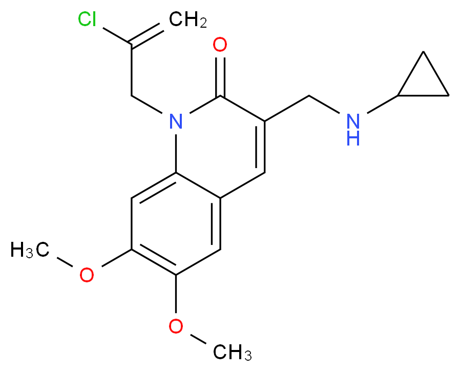 1-(2-chloro-2-propen-1-yl)-3-[(cyclopropylamino)methyl]-6,7-dimethoxy-2(1H)-quinolinone_分子结构_CAS_)