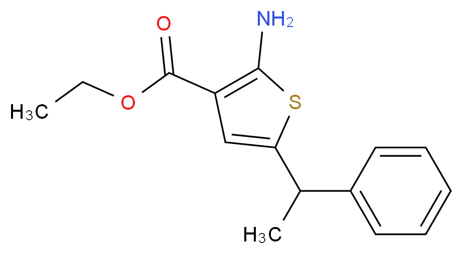 ethyl 2-amino-5-(1-phenylethyl)thiophene-3-carboxylate_分子结构_CAS_884497-37-4)