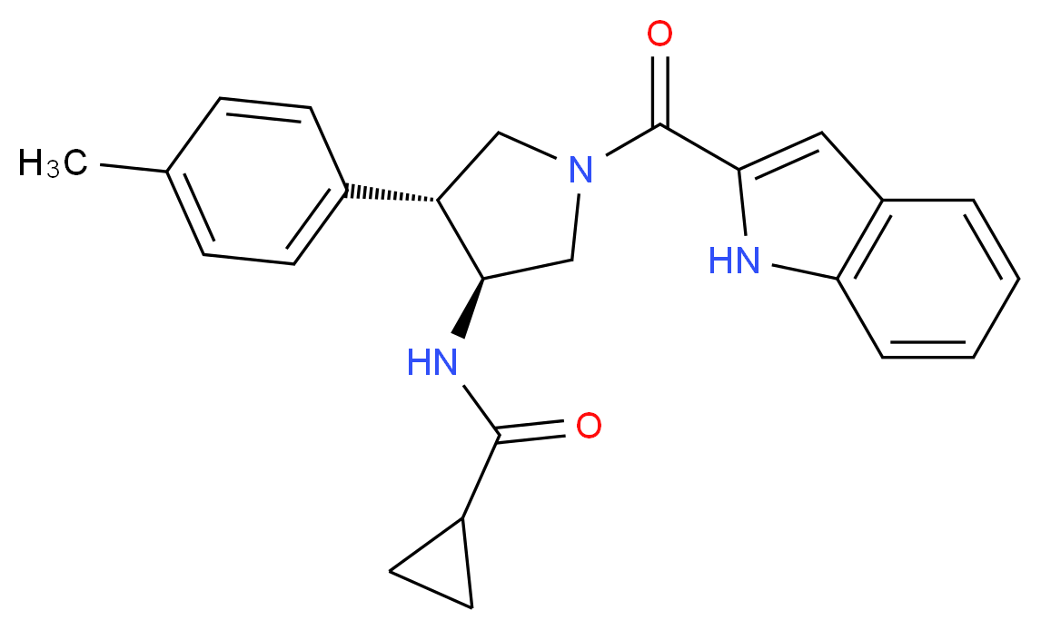 N-[(3S*,4R*)-1-(1H-indol-2-ylcarbonyl)-4-(4-methylphenyl)-3-pyrrolidinyl]cyclopropanecarboxamide_分子结构_CAS_)