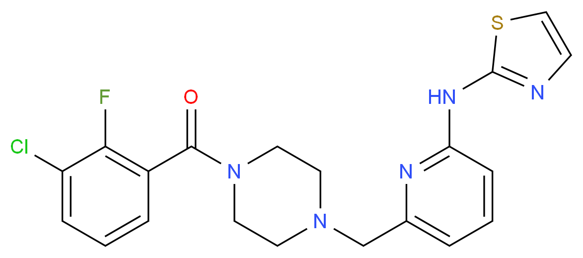 6-{[4-(3-chloro-2-fluorobenzoyl)piperazin-1-yl]methyl}-N-(1,3-thiazol-2-yl)pyridin-2-amine_分子结构_CAS_885325-71-3