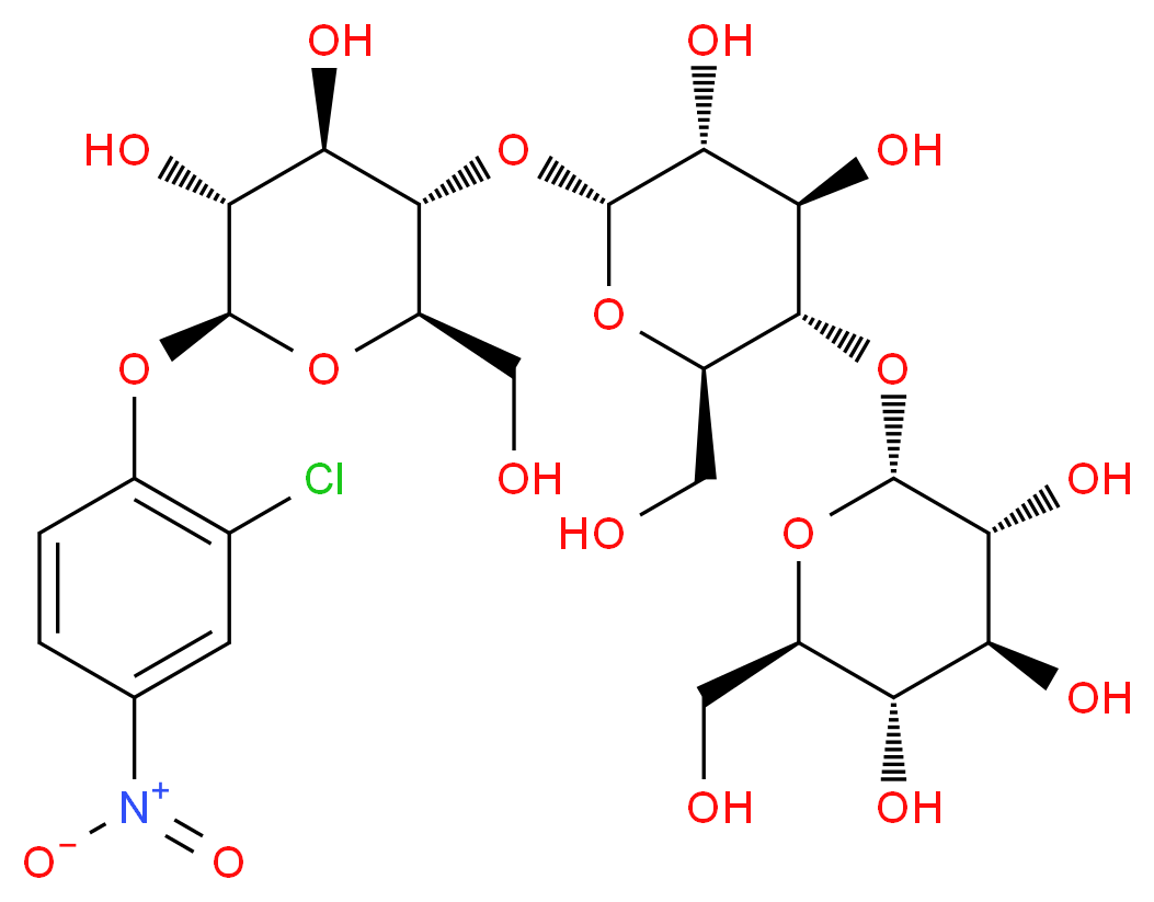 (2R,3R,4S,5S,6R)-2-{[(2R,3S,4R,5R,6R)-6-{[(2R,3S,4R,5R,6S)-6-(2-chloro-4-nitrophenoxy)-4,5-dihydroxy-2-(hydroxymethyl)oxan-3-yl]oxy}-4,5-dihydroxy-2-(hydroxymethyl)oxan-3-yl]oxy}-6-(hydroxymethyl)oxane-3,4,5-triol_分子结构_CAS_165522-16-7