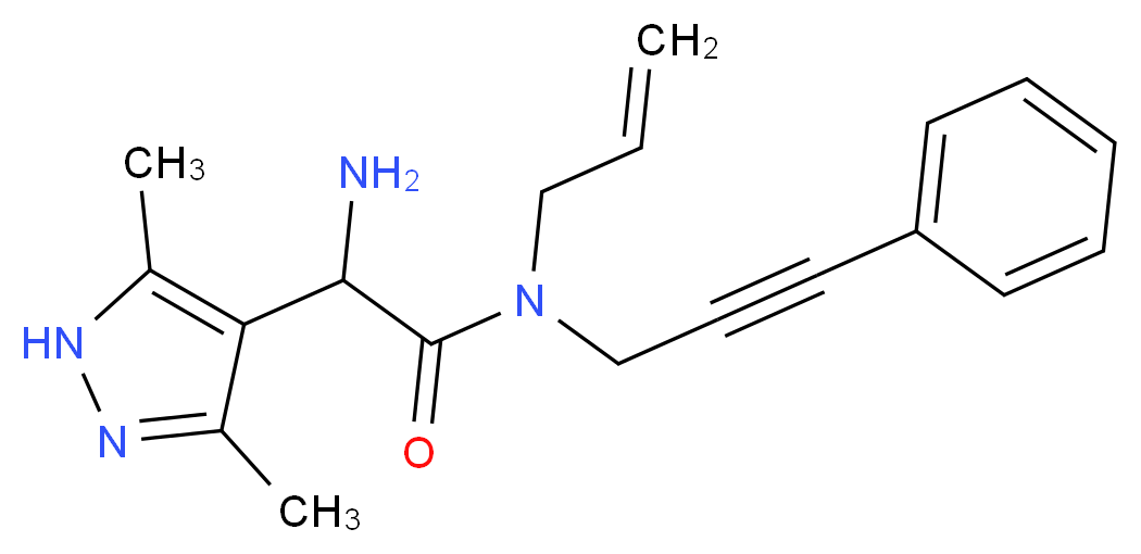 N-allyl-2-amino-2-(3,5-dimethyl-1H-pyrazol-4-yl)-N-(3-phenylprop-2-yn-1-yl)acetamide_分子结构_CAS_)