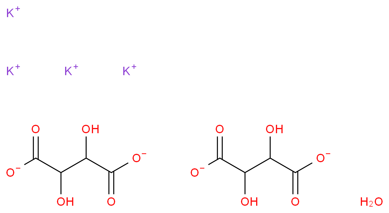 tetrapotassium bis(2,3-dihydroxybutanedioate) hydrate_分子结构_CAS_6100-19-2