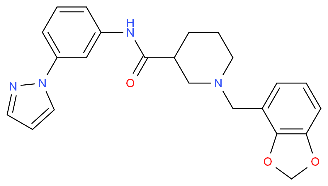 1-(1,3-benzodioxol-4-ylmethyl)-N-[3-(1H-pyrazol-1-yl)phenyl]-3-piperidinecarboxamide_分子结构_CAS_)