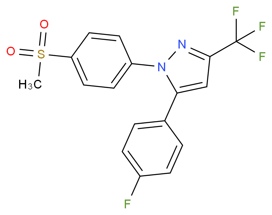 5-(4-fluorophenyl)-1-(4-methanesulfonylphenyl)-3-(trifluoromethyl)-1H-pyrazole_分子结构_CAS_162054-19-5