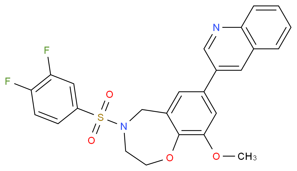 4-[(3,4-difluorophenyl)sulfonyl]-9-methoxy-7-(3-quinolinyl)-2,3,4,5-tetrahydro-1,4-benzoxazepine_分子结构_CAS_)