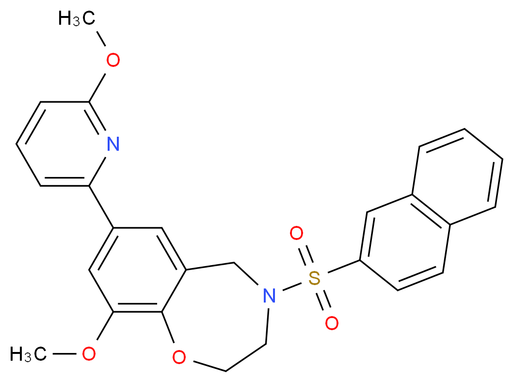 9-methoxy-7-(6-methoxy-2-pyridinyl)-4-(2-naphthylsulfonyl)-2,3,4,5-tetrahydro-1,4-benzoxazepine_分子结构_CAS_)