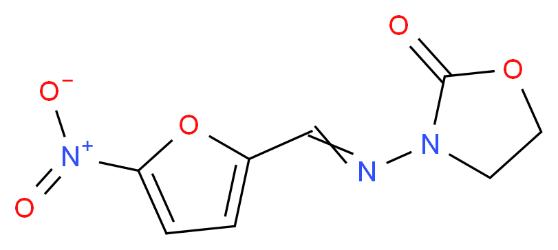 3-{[(5-nitrofuran-2-yl)methylidene]amino}-1,3-oxazolidin-2-one_分子结构_CAS_67-45-8