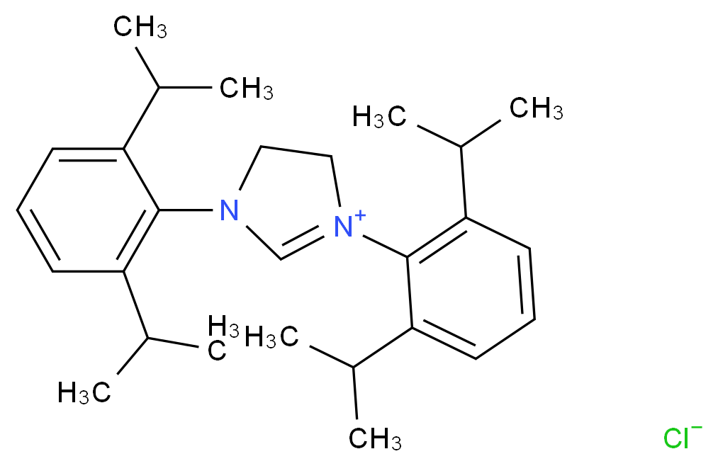 1,3-bis[2,6-bis(propan-2-yl)phenyl]-4,5-dihydro-3H-1$l^{5},3-imidazol-1-ylium chloride_分子结构_CAS_258278-25-0