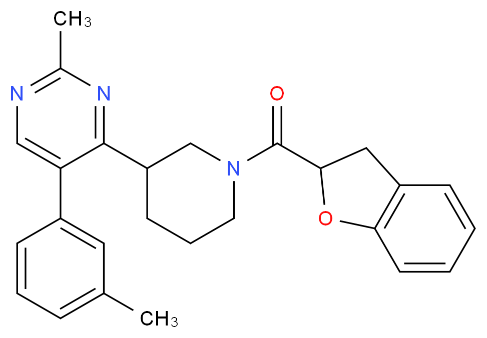 4-[1-(2,3-dihydro-1-benzofuran-2-ylcarbonyl)-3-piperidinyl]-2-methyl-5-(3-methylphenyl)pyrimidine_分子结构_CAS_)