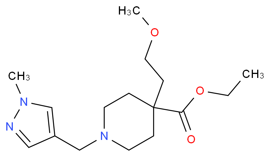 ethyl 4-(2-methoxyethyl)-1-[(1-methyl-1H-pyrazol-4-yl)methyl]-4-piperidinecarboxylate_分子结构_CAS_)