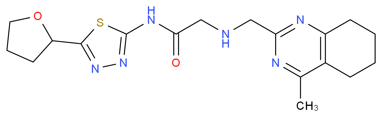 2-{[(4-methyl-5,6,7,8-tetrahydroquinazolin-2-yl)methyl]amino}-N-[5-(tetrahydrofuran-2-yl)-1,3,4-thiadiazol-2-yl]acetamide_分子结构_CAS_)