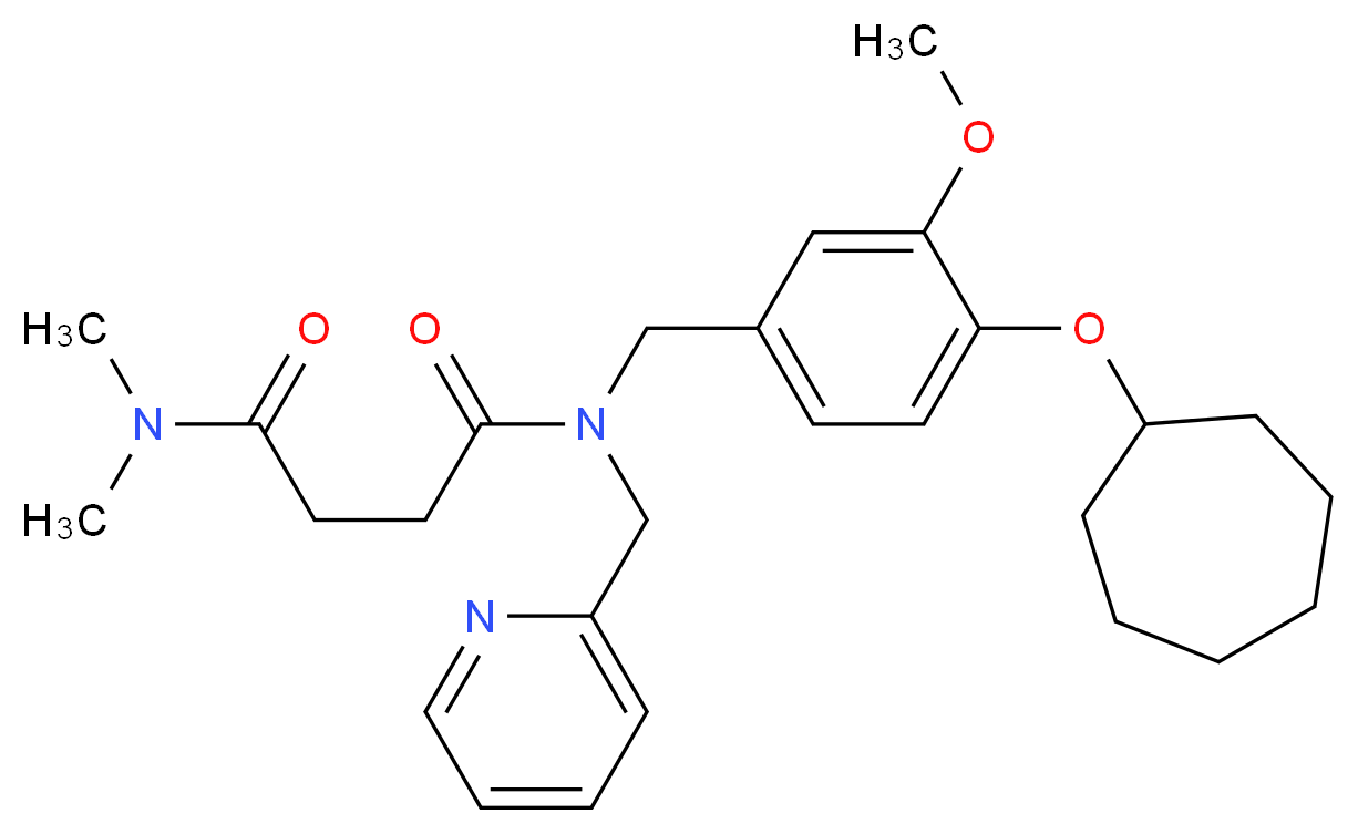 N-[4-(cycloheptyloxy)-3-methoxybenzyl]-N',N'-dimethyl-N-(2-pyridinylmethyl)succinamide_分子结构_CAS_)