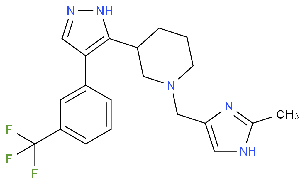 1-[(2-methyl-1H-imidazol-4-yl)methyl]-3-{4-[3-(trifluoromethyl)phenyl]-1H-pyrazol-5-yl}piperidine_分子结构_CAS_)