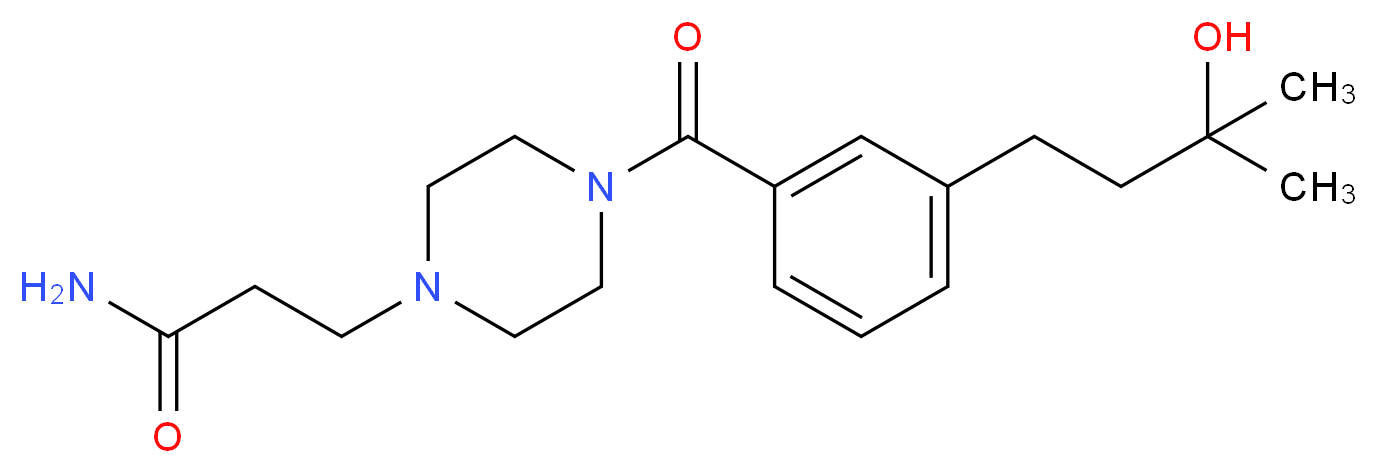 3-{4-[3-(3-hydroxy-3-methylbutyl)benzoyl]-1-piperazinyl}propanamide_分子结构_CAS_)