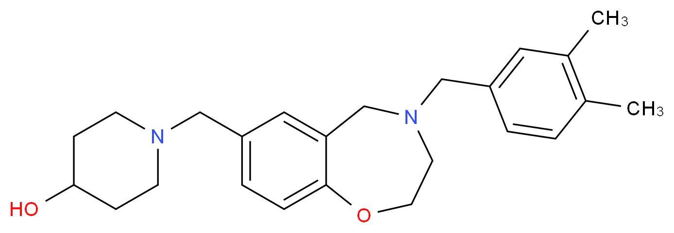 1-{[4-(3,4-dimethylbenzyl)-2,3,4,5-tetrahydro-1,4-benzoxazepin-7-yl]methyl}-4-piperidinol_分子结构_CAS_)