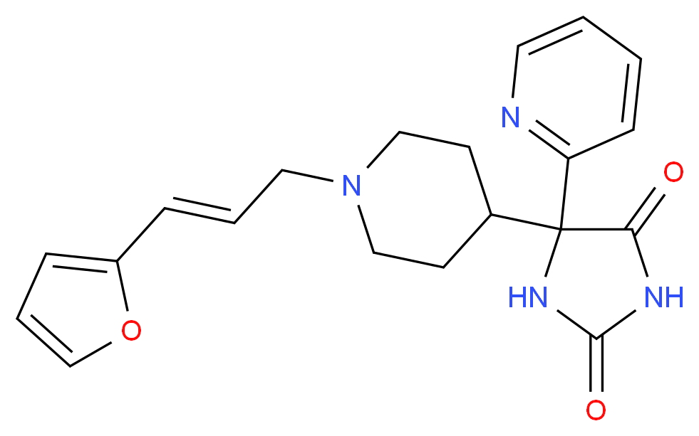 5-{1-[(2E)-3-(2-furyl)prop-2-en-1-yl]piperidin-4-yl}-5-pyridin-2-ylimidazolidine-2,4-dione_分子结构_CAS_)