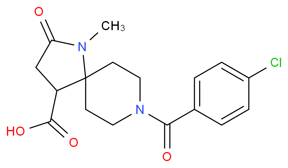 8-(4-chlorobenzoyl)-1-methyl-2-oxo-1,8-diazaspiro[4.5]decane-4-carboxylic acid_分子结构_CAS_)