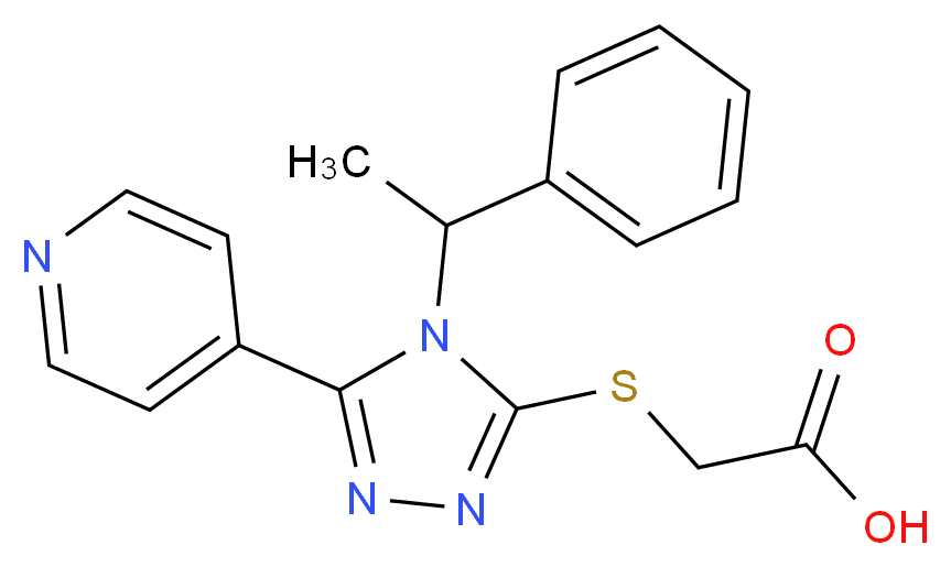 {[4-(1-phenylethyl)-5-pyridin-4-yl-4H-1,2,4-triazol-3-yl]thio}acetic acid_分子结构_CAS_)