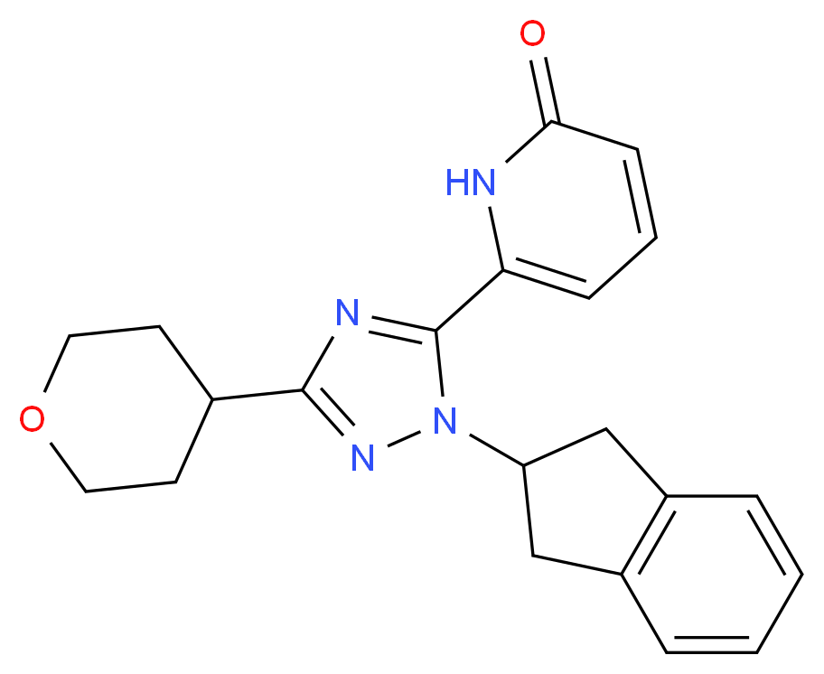 6-[1-(2,3-dihydro-1H-inden-2-yl)-3-(tetrahydro-2H-pyran-4-yl)-1H-1,2,4-triazol-5-yl]pyridin-2(1H)-one_分子结构_CAS_)