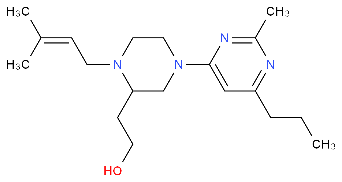 2-[1-(3-methyl-2-buten-1-yl)-4-(2-methyl-6-propyl-4-pyrimidinyl)-2-piperazinyl]ethanol_分子结构_CAS_)