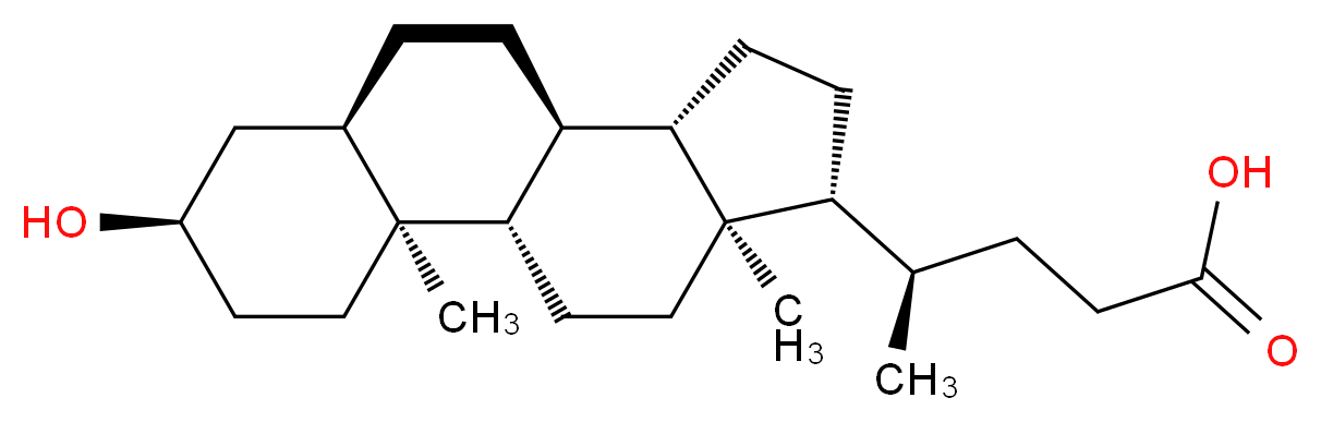 (4R)-4-[(1S,2S,5R,7R,10R,11S,14R,15R)-5-hydroxy-2,15-dimethyltetracyclo[8.7.0.0<sup>2</sup>,<sup>7</sup>.0<sup>1</sup><sup>1</sup>,<sup>1</sup><sup>5</sup>]heptadecan-14-yl]pentanoic acid_分子结构_CAS_434-13-9