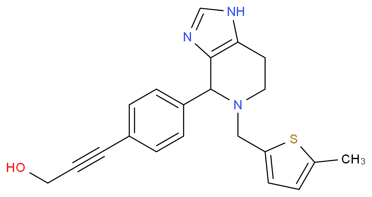 3-(4-{5-[(5-methyl-2-thienyl)methyl]-4,5,6,7-tetrahydro-1H-imidazo[4,5-c]pyridin-4-yl}phenyl)prop-2-yn-1-ol_分子结构_CAS_)