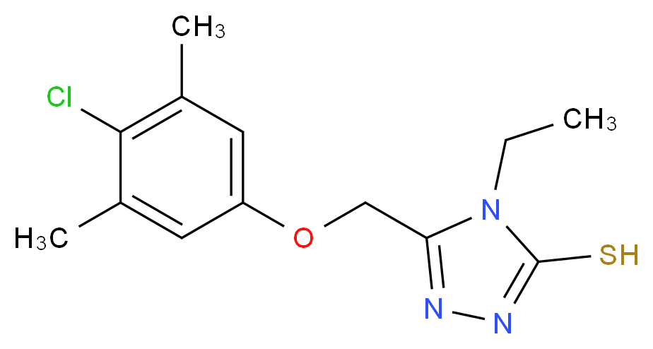 5-[(4-Chloro-3,5-dimethylphenoxy)methyl]-4-ethyl-4H-1,2,4-triazole-3-thiol_分子结构_CAS_)