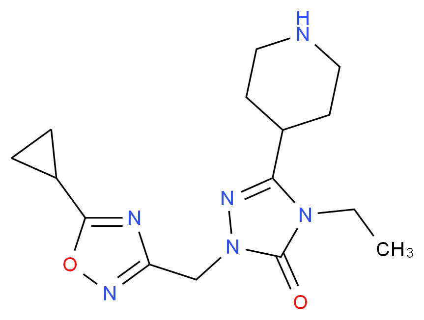 2-[(5-cyclopropyl-1,2,4-oxadiazol-3-yl)methyl]-4-ethyl-5-piperidin-4-yl-2,4-dihydro-3H-1,2,4-triazol-3-one_分子结构_CAS_)