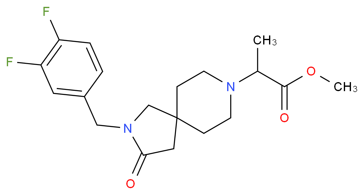 methyl 2-[2-(3,4-difluorobenzyl)-3-oxo-2,8-diazaspiro[4.5]dec-8-yl]propanoate_分子结构_CAS_)