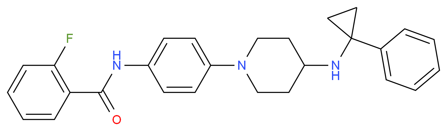 2-fluoro-N-(4-{4-[(1-phenylcyclopropyl)amino]-1-piperidinyl}phenyl)benzamide_分子结构_CAS_)