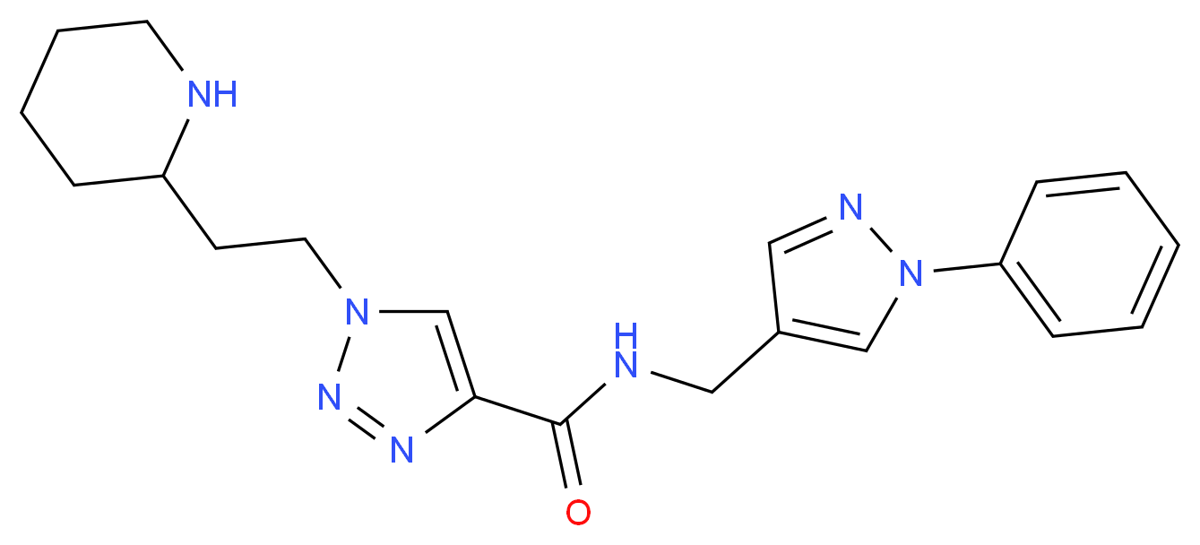 N-[(1-phenyl-1H-pyrazol-4-yl)methyl]-1-(2-piperidin-2-ylethyl)-1H-1,2,3-triazole-4-carboxamide_分子结构_CAS_)