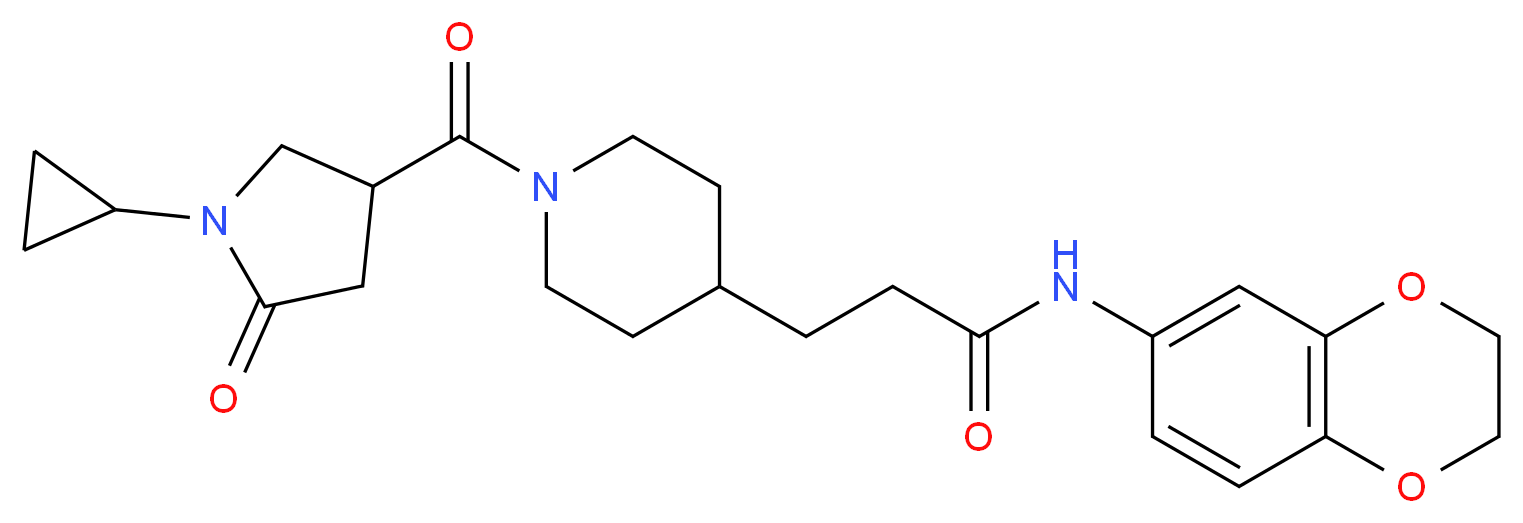 3-{1-[(1-cyclopropyl-5-oxo-3-pyrrolidinyl)carbonyl]-4-piperidinyl}-N-(2,3-dihydro-1,4-benzodioxin-6-yl)propanamide_分子结构_CAS_)
