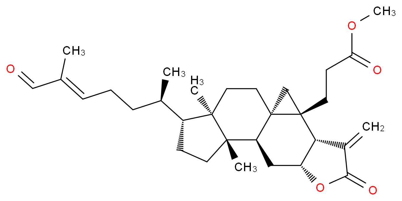 methyl 3-[(1S,3R,4R,8R,10S,11S,14R,15R)-11,15-dimethyl-14-[(2R,5E)-6-methyl-7-oxohept-5-en-2-yl]-5-methylidene-6-oxo-7-oxapentacyclo[8.7.0.0<sup>1</sup>,<sup>3</sup>.0<sup>4</sup>,<sup>8</sup>.0<sup>1</sup><sup>1</sup>,<sup>1</sup><sup>5</sup>]heptadecan-3-yl]propanoate_分子结构_CAS_268214-50-2