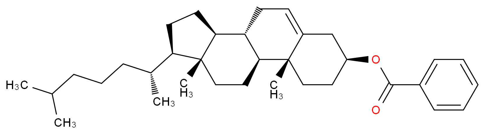 (1S,2R,5S,10S,11S,14R,15R)-2,15-dimethyl-14-[(2R)-6-methylheptan-2-yl]tetracyclo[8.7.0.0<sup>2</sup>,<sup>7</sup>.0<sup>1</sup><sup>1</sup>,<sup>1</sup><sup>5</sup>]heptadec-7-en-5-yl benzoate_分子结构_CAS_604-32-0